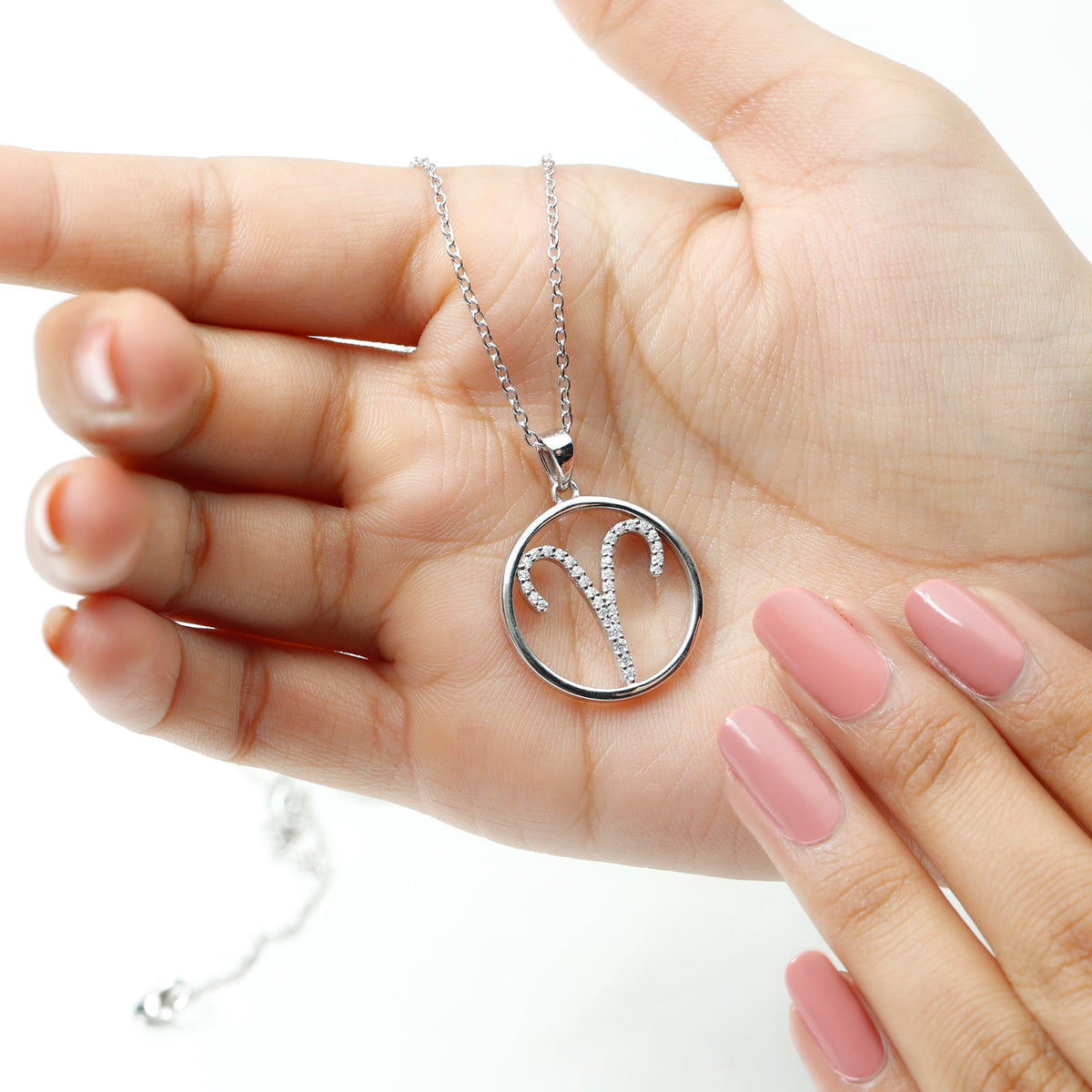 Certified Moissanite Aries Zodiac Sign Pendant Necklace