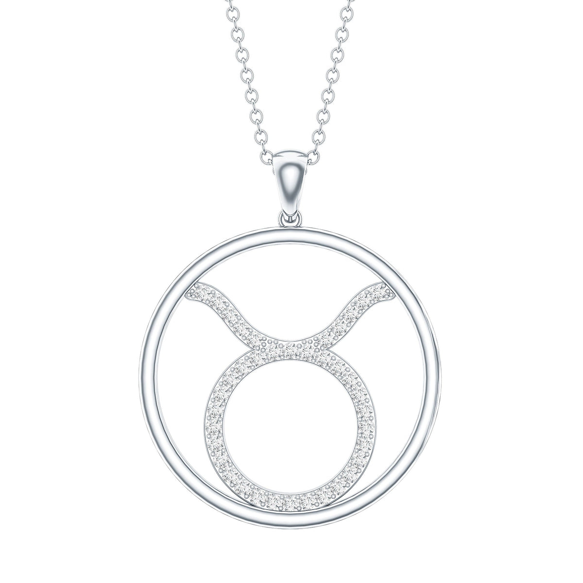 Certified Moissanite Taurus Zodiac Sign Pendant Necklace