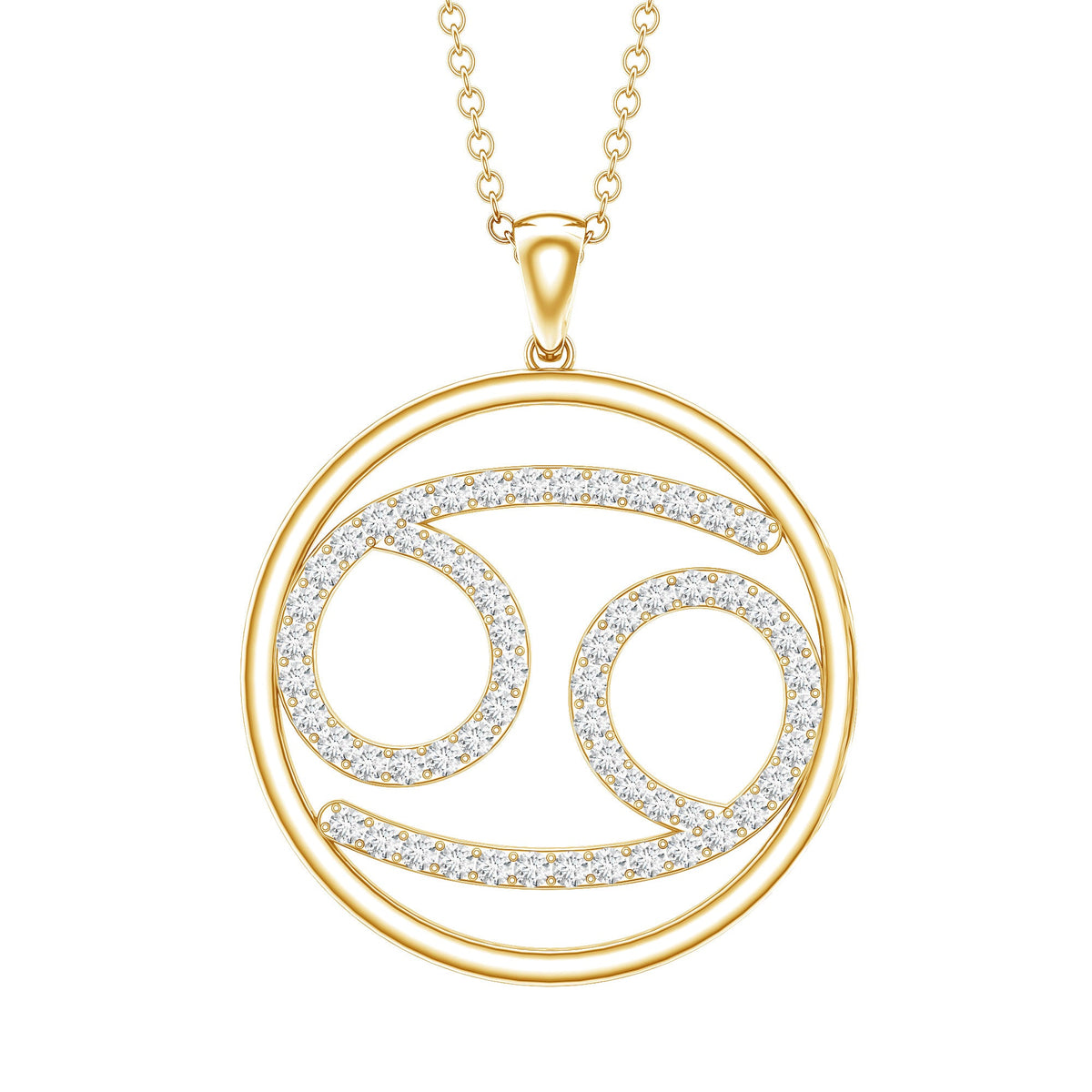 Certified Moissanite Cancer Zodiac Sign Necklace