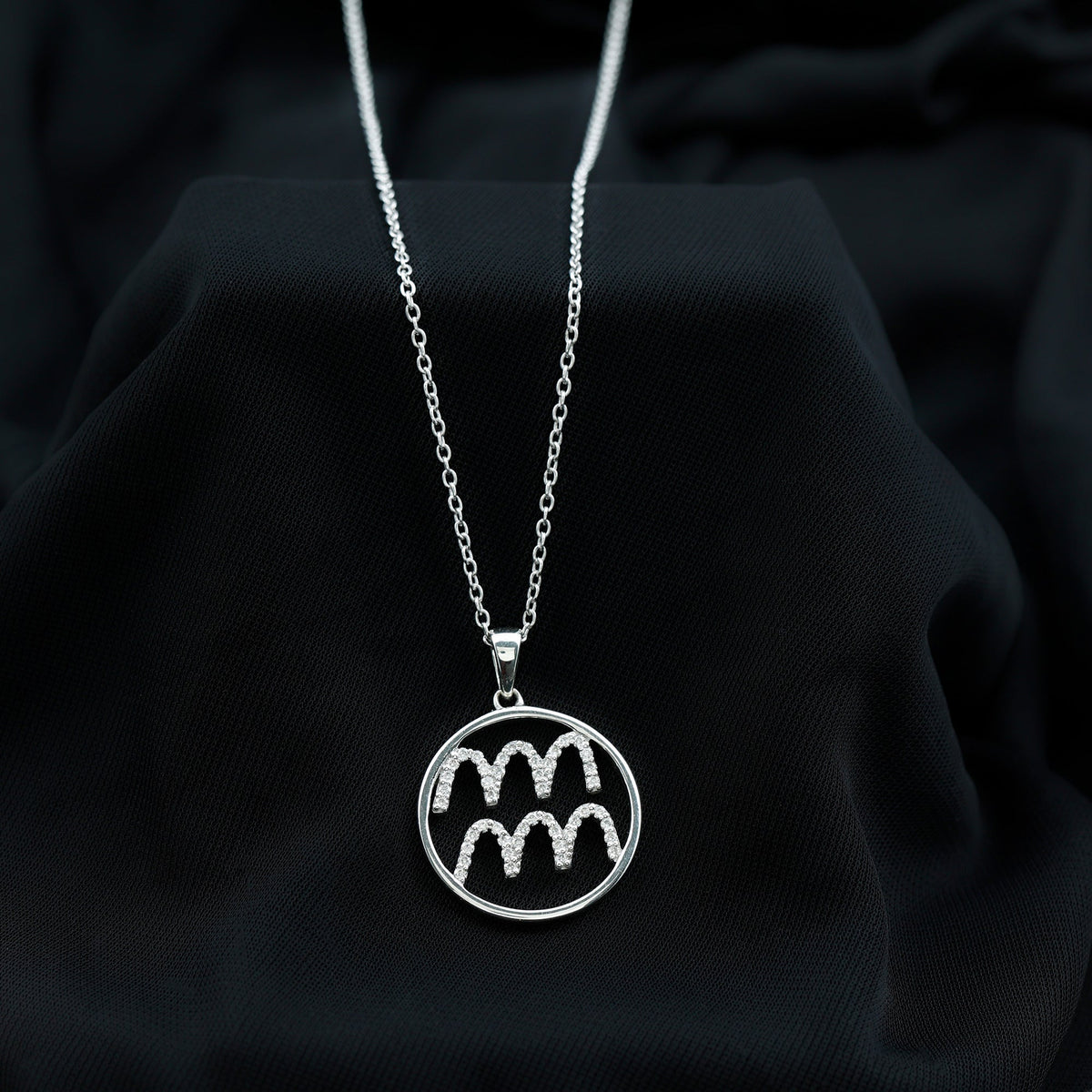 Certified Moissanite Zodiac Aquarius Pendant Necklace