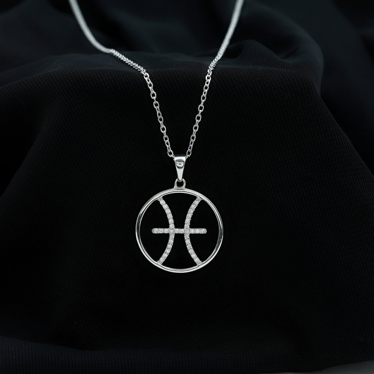 Certified Moissanite Pisces Zodiac Sign Pendant Necklace