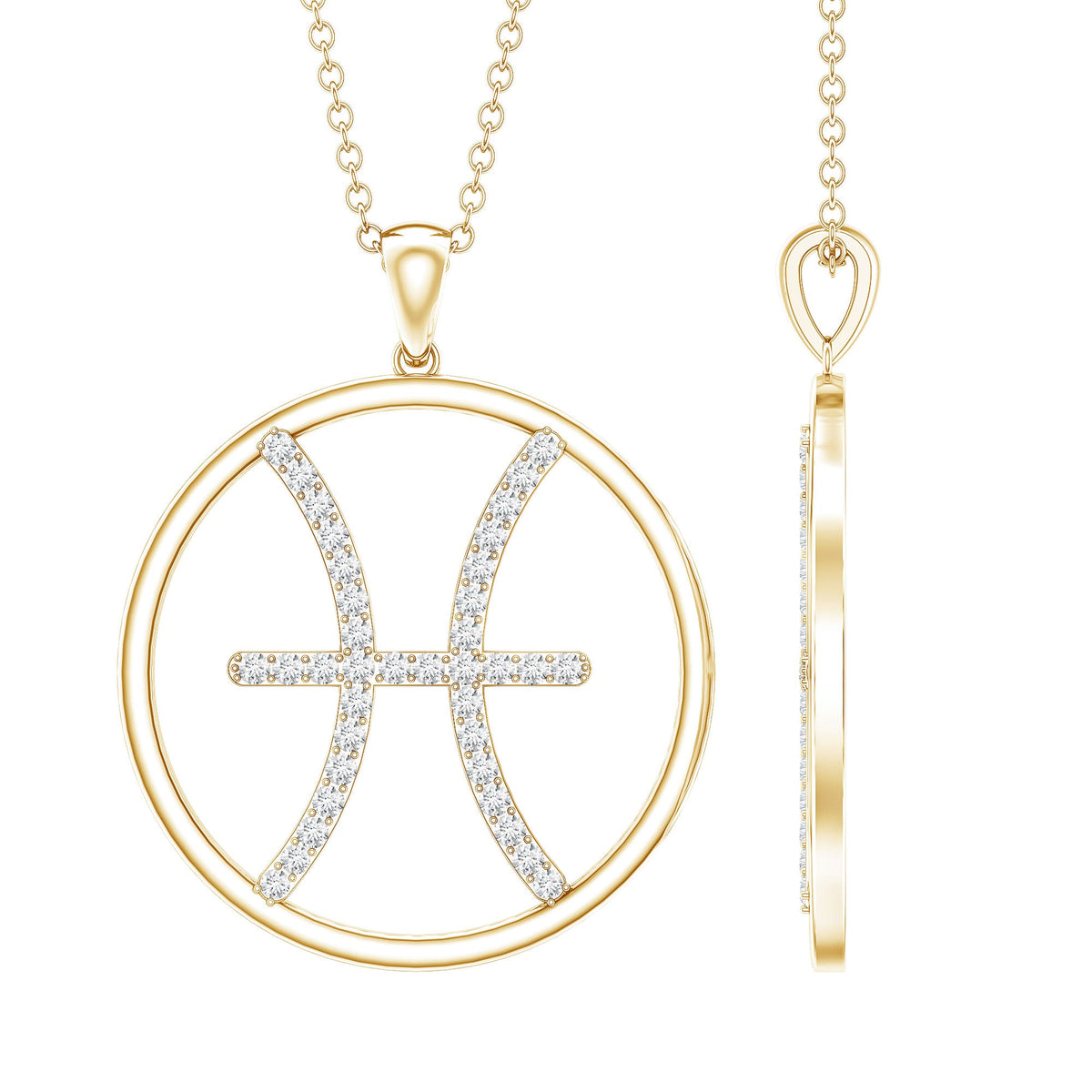 Certified Moissanite Pisces Zodiac Sign Pendant Necklace
