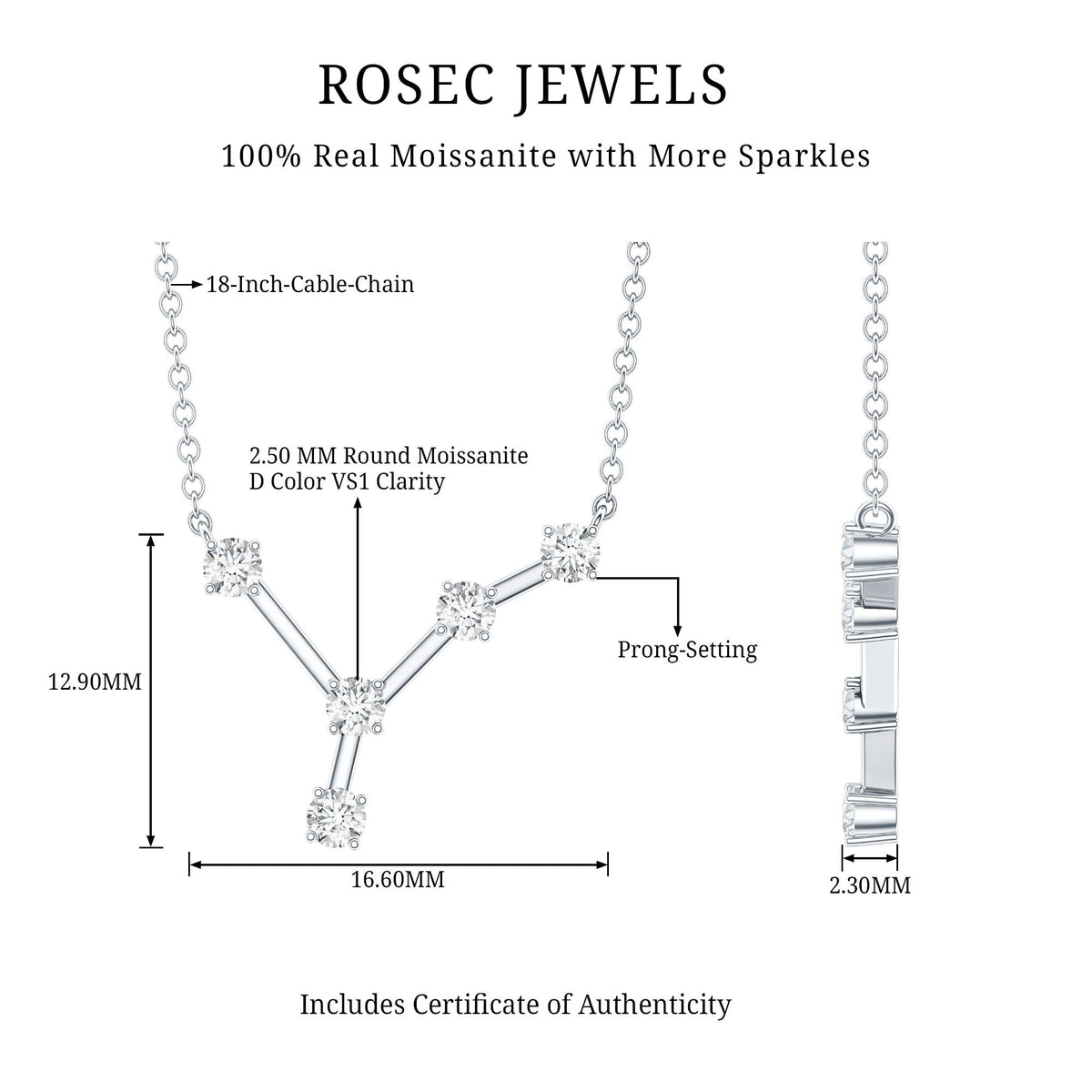 Moissanite Cancer Zodiac Constellation Necklace