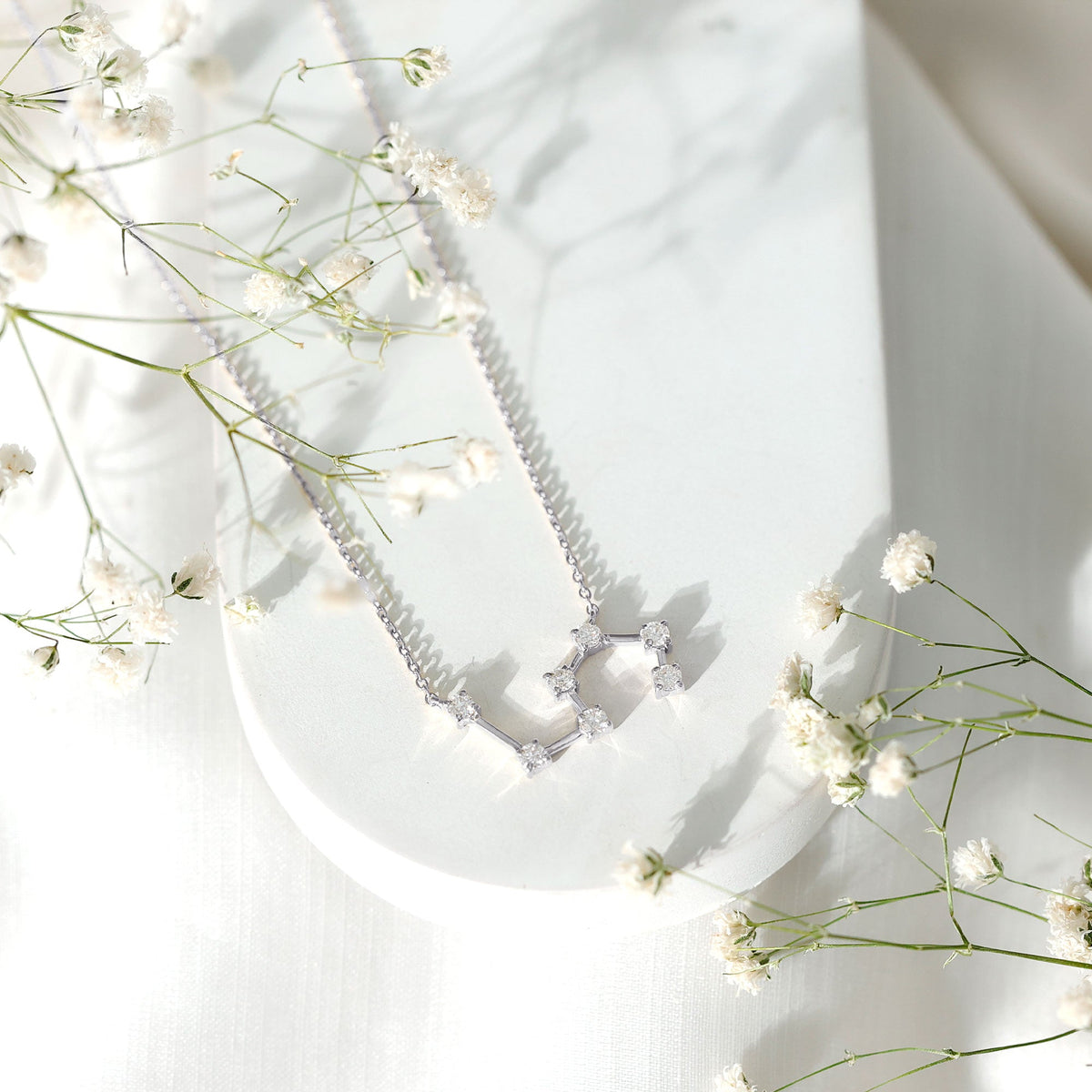 Moissanite Constellation Leo Zodiac Sign Necklace