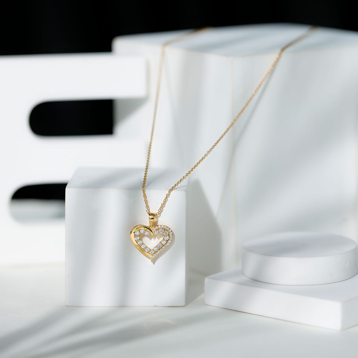 Certified Moissanite Open Heart Pendant