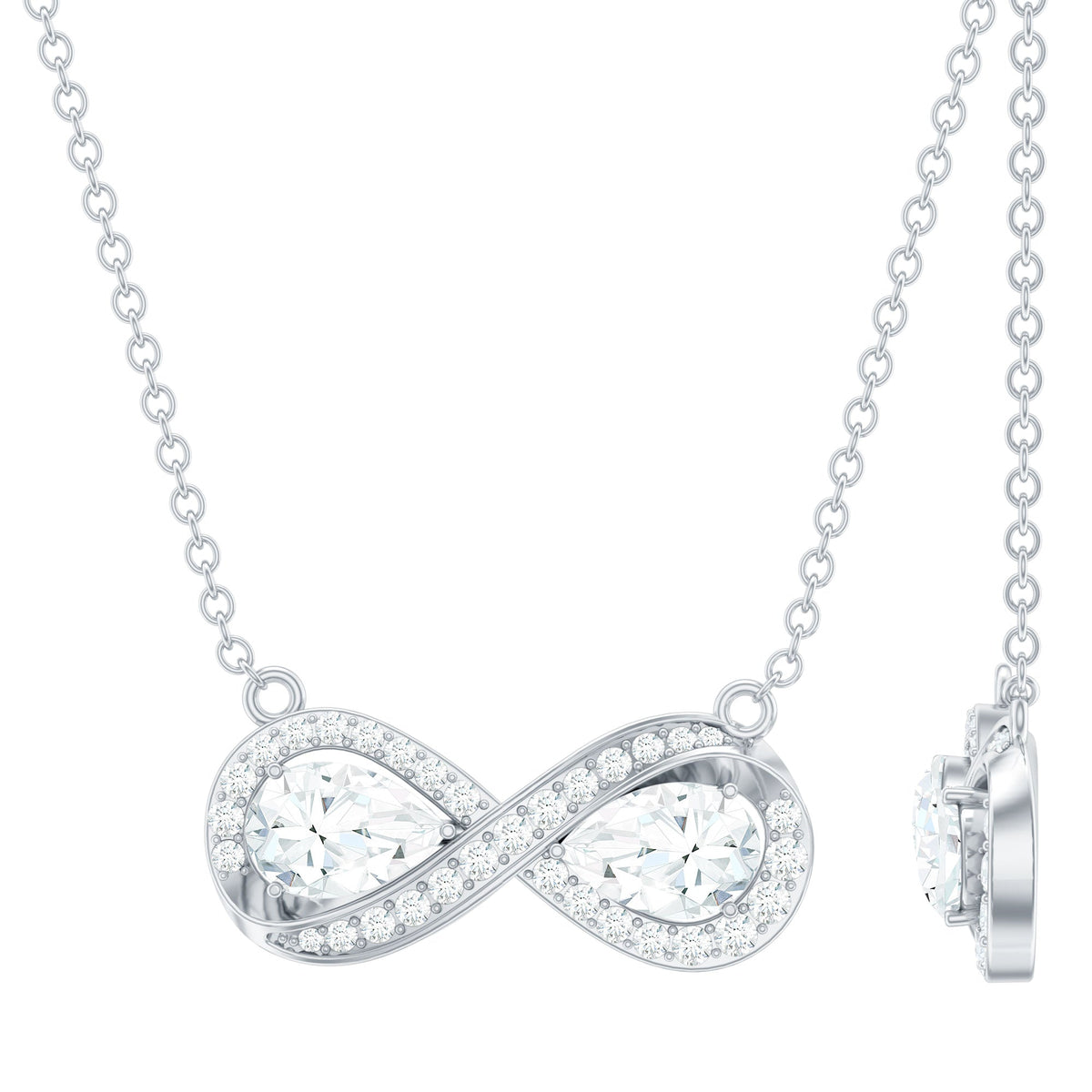 Certified Pear Shape Moissanite Infinity Necklace for Women