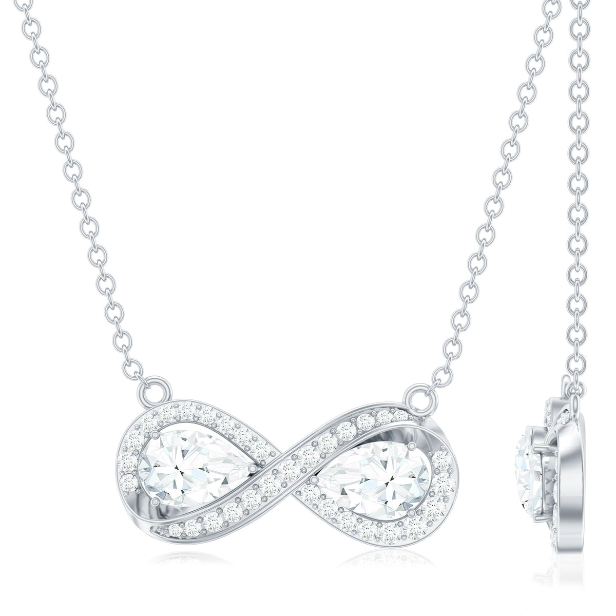Certified Pear Shape Moissanite Infinity Necklace for Women