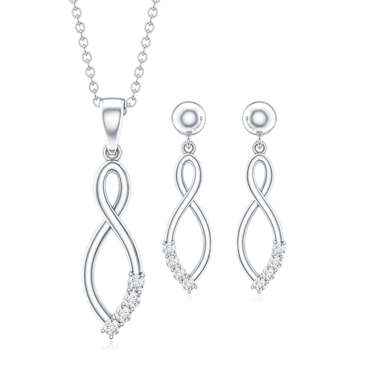 Certified Moissanite Infinity Necklace and Earrings Set