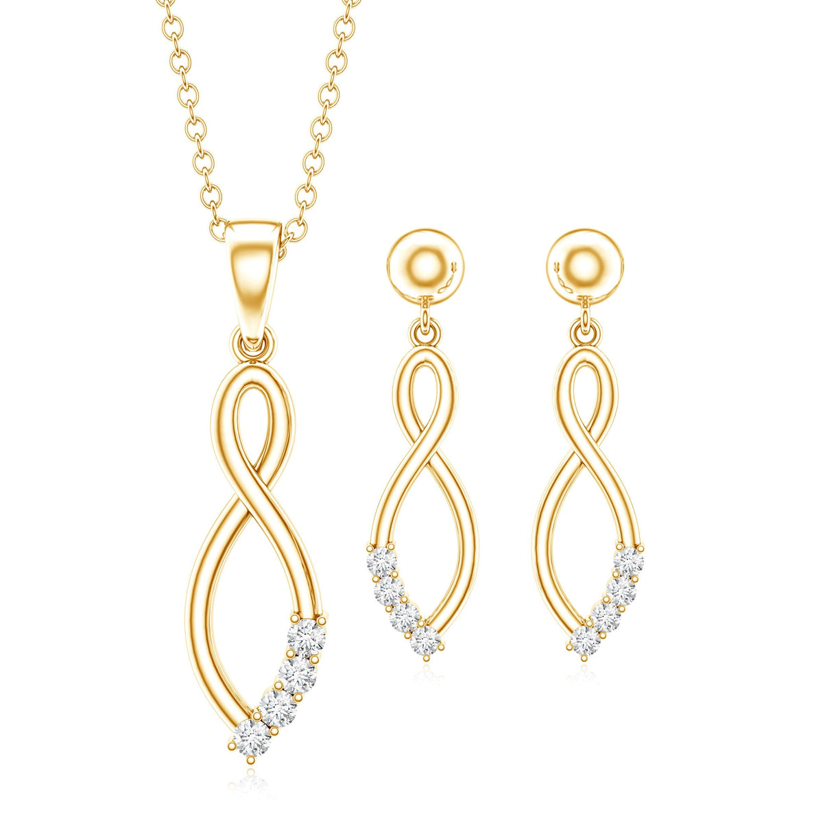 Certified Moissanite Infinity Necklace and Earrings Set