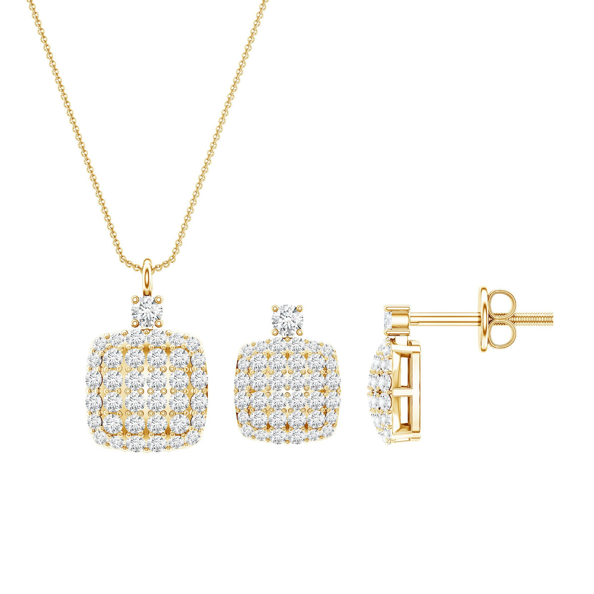 Round Moissanite Matching Necklace and Earrings Set