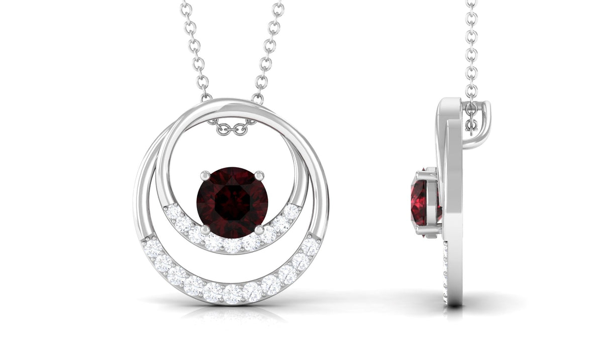 Garnet and Diamond Promise Eternity Pendant Necklace