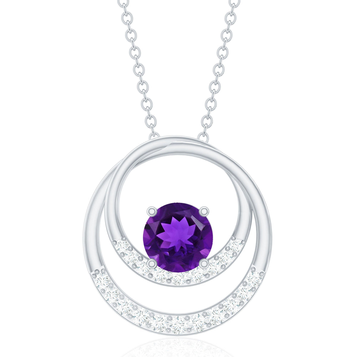 Natural 1.2 Carat Amethyst Eternity Necklace with Diamond