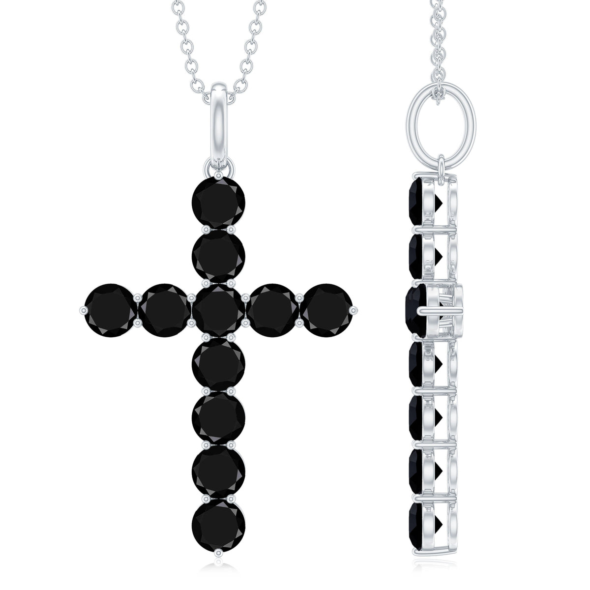 Lab Created Black Diamond Cross Pendant Necklace