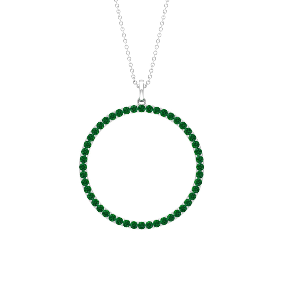 Emerald Eternity Pendant in Pave Setting