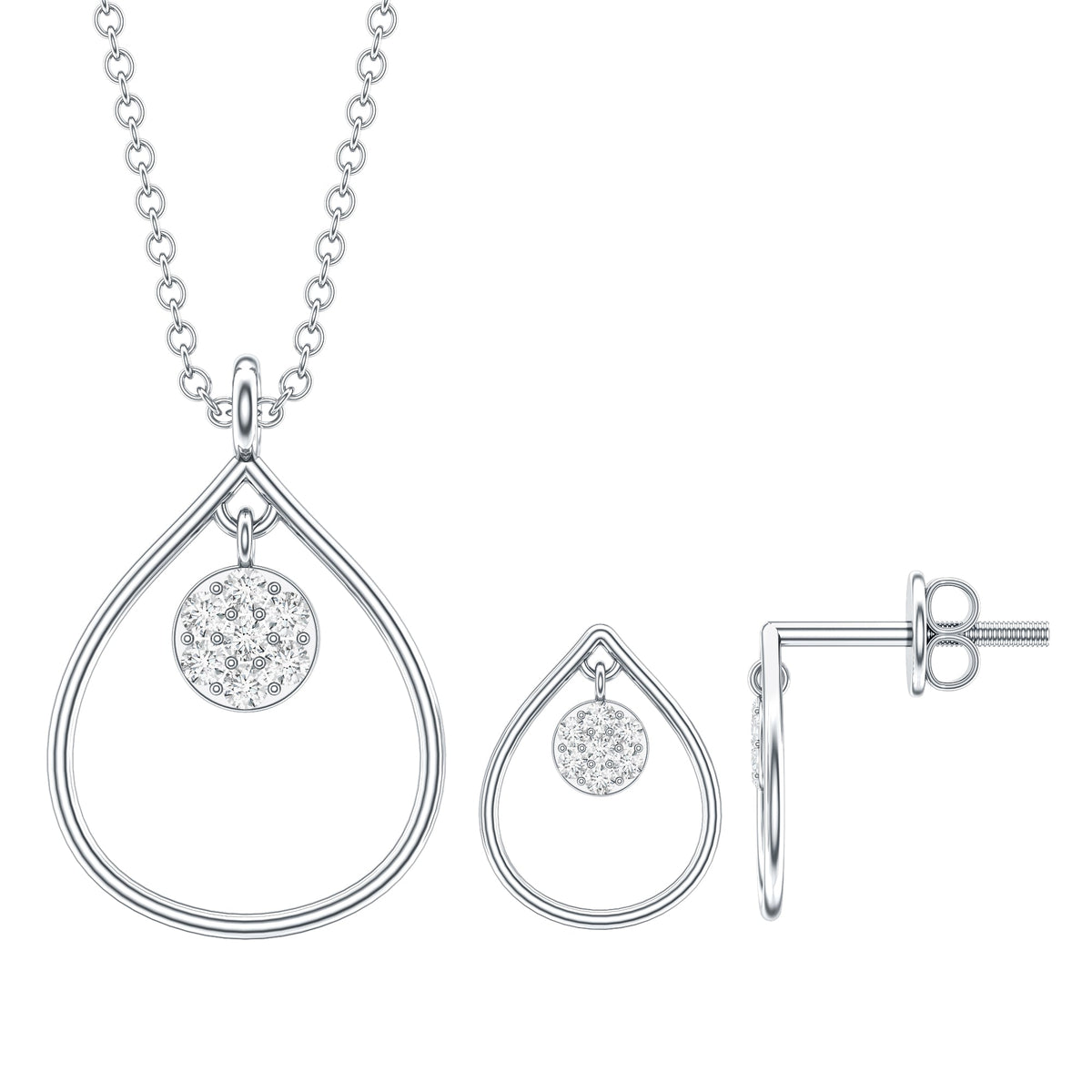 Diamond Wedding Necklace Earring Set for Bride