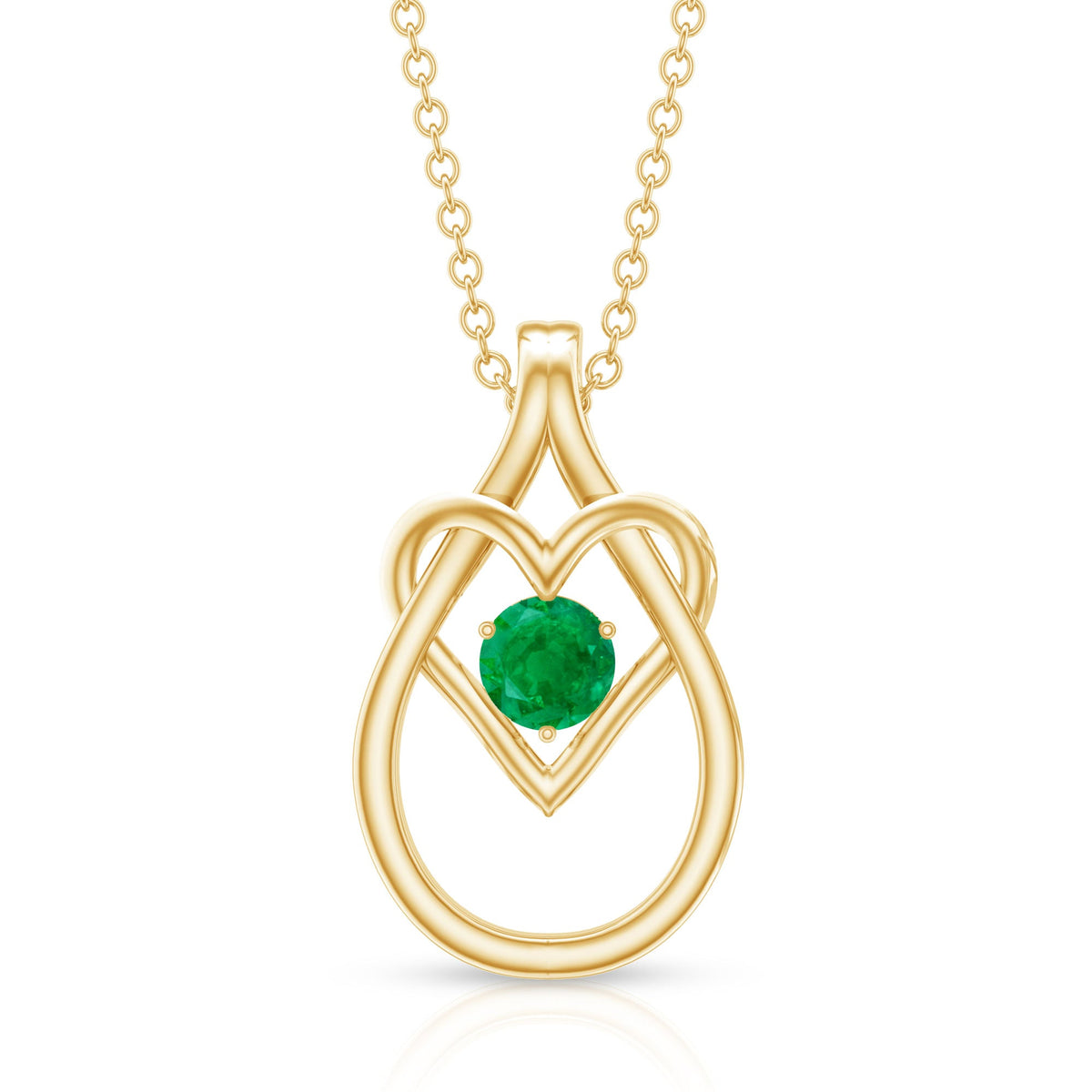 Round Shape 0.4 Carat Emerald Teardrop Heart Necklace