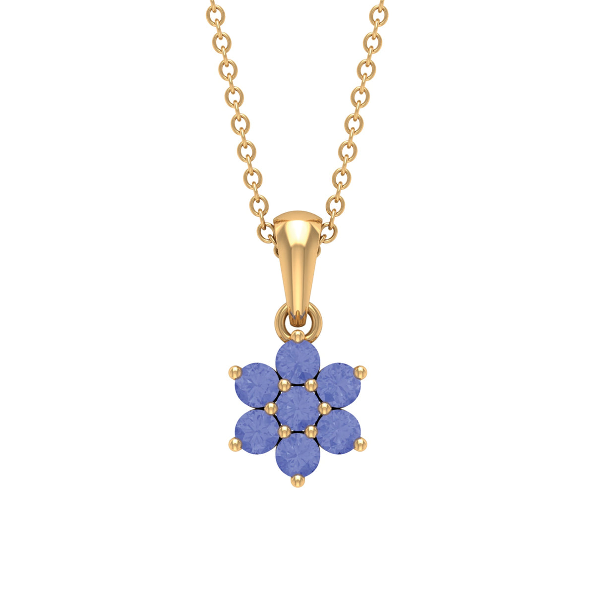 Natural Tanzanite Flower Cluster Pendant Necklace