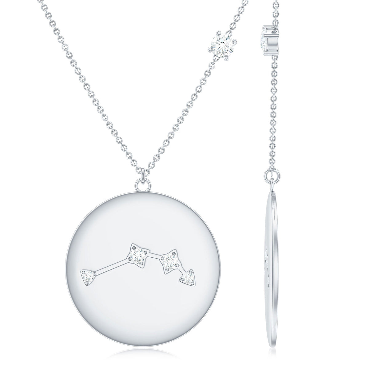 Certified Moissanite Aries Zodiac Pendant Necklace