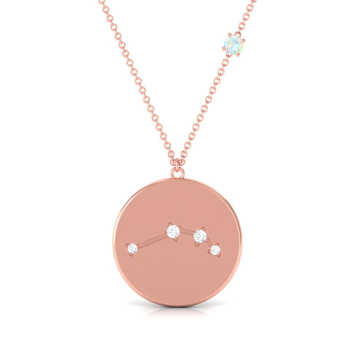 Natural Ethiopian Opal Diamond Zodiac Libra Constellation Necklace