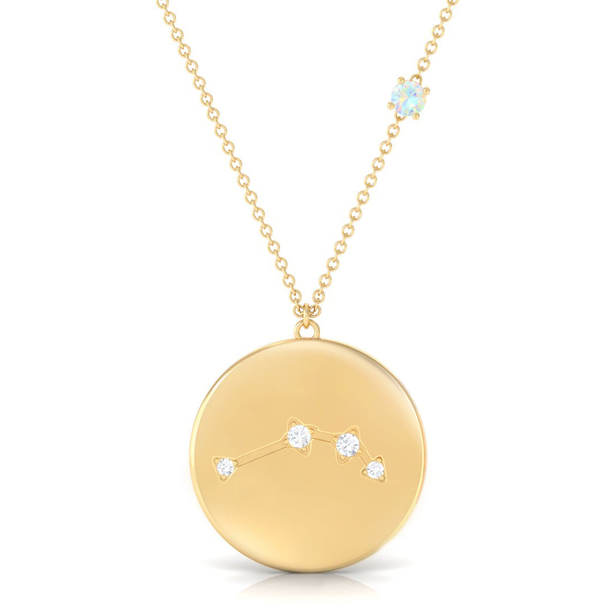 Natural Ethiopian Opal Diamond Zodiac Libra Constellation Necklace