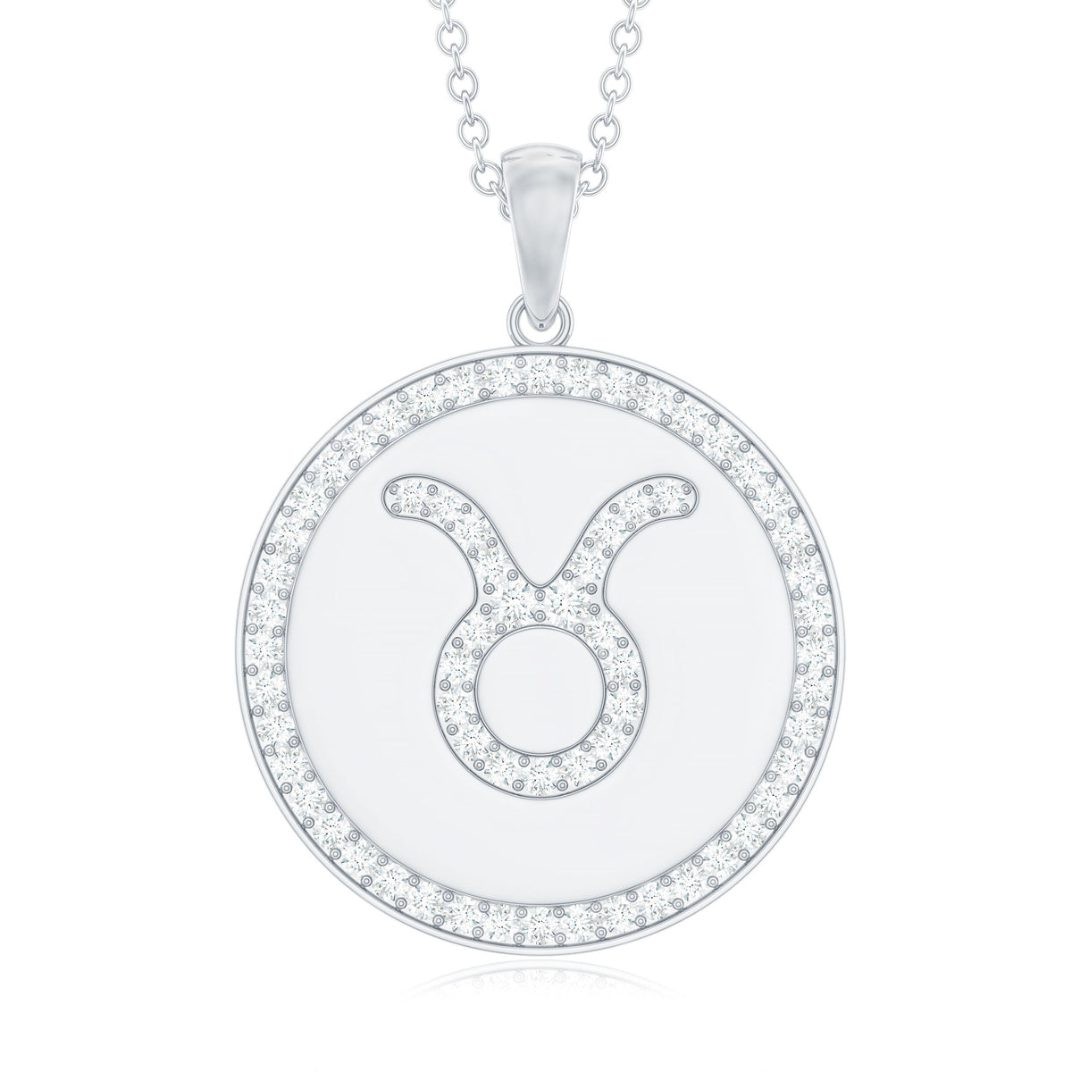 Certified Moissanite Taurus Zodiac Coin Necklace Pendant