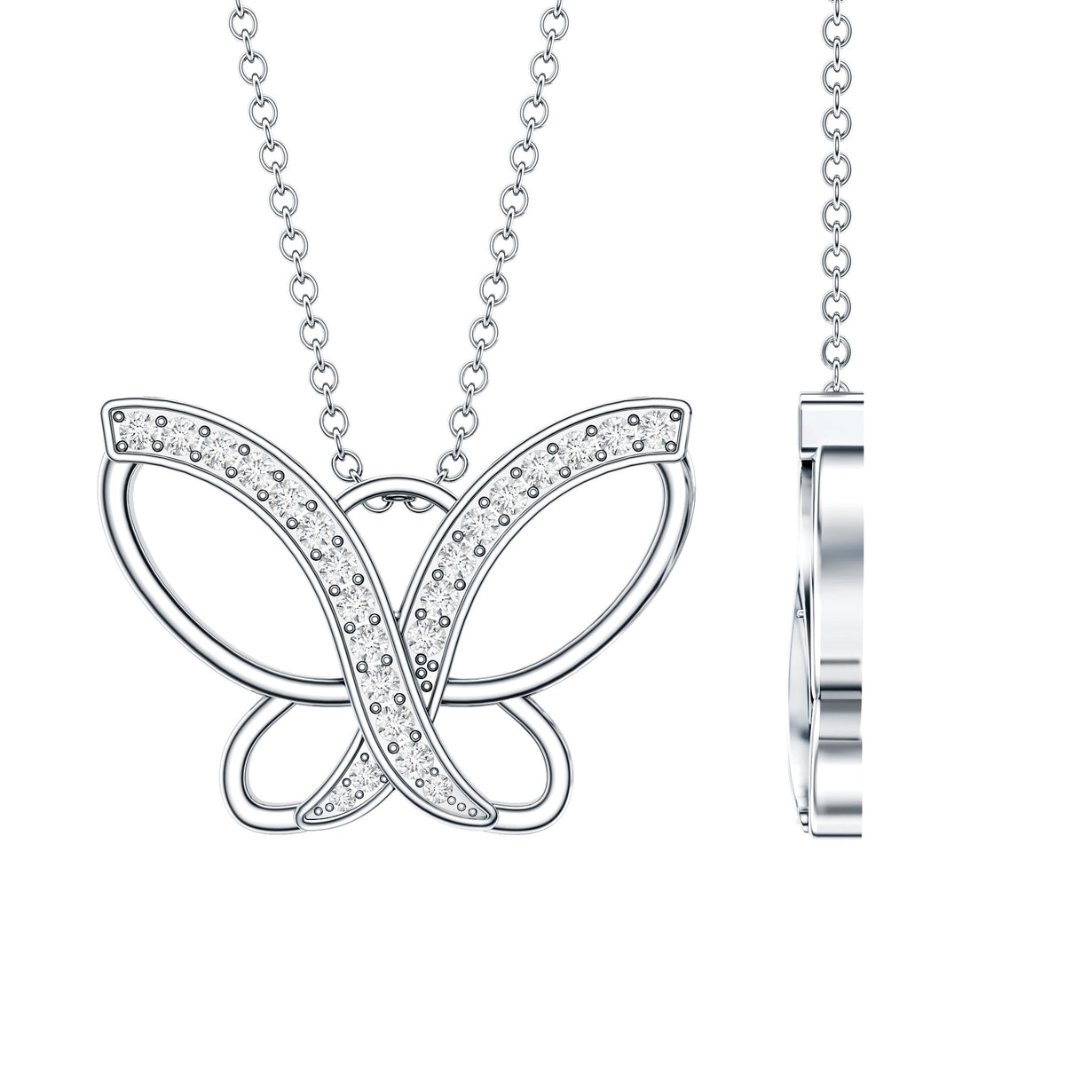 Diamond Butterfly Pendant Necklace For Women