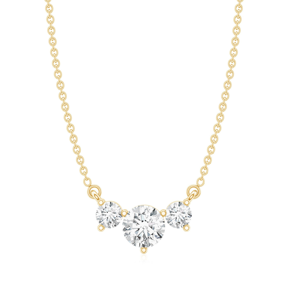 Certified Moissanite Three Stone Stackable Necklace