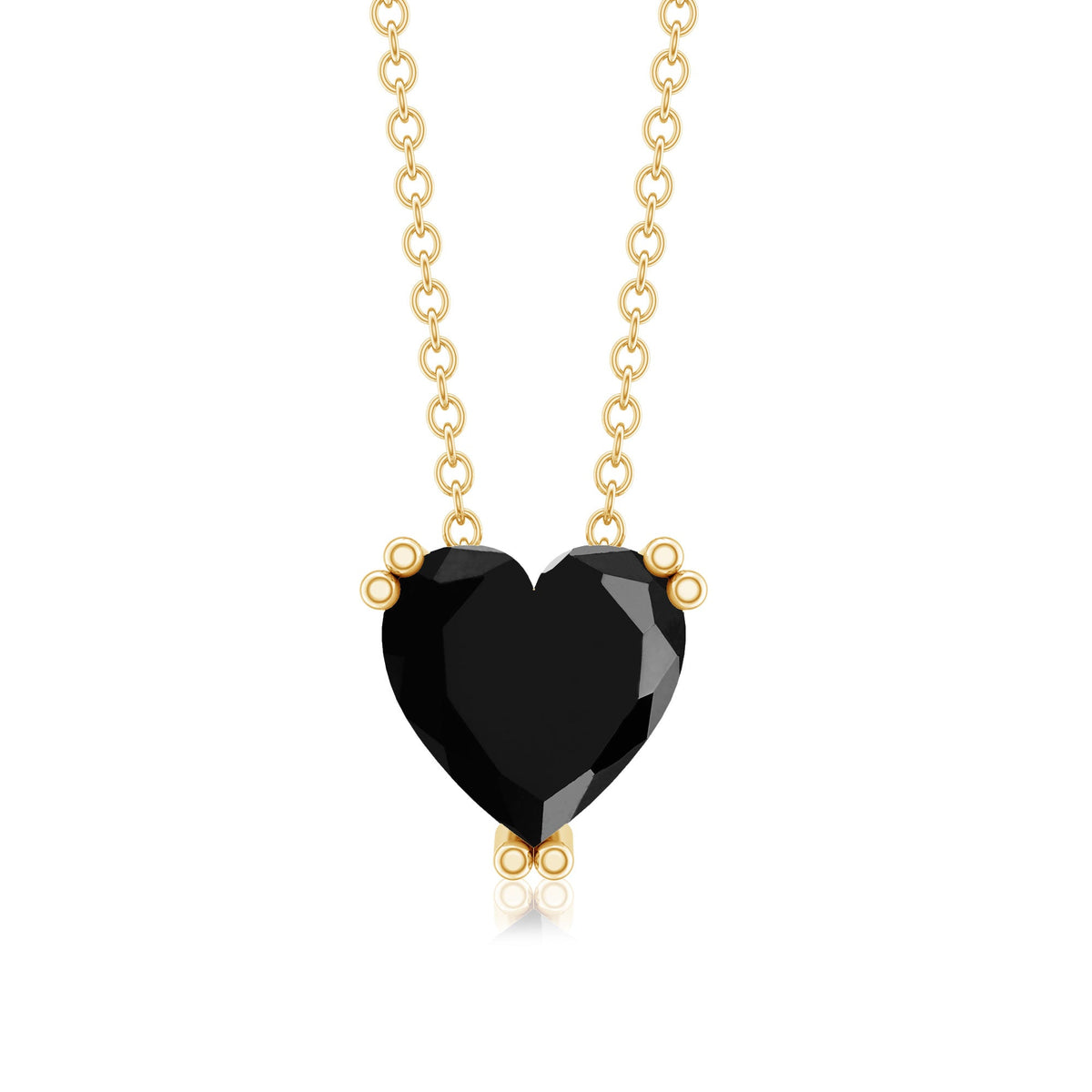 Heart Shape 2 Carat Black Onyx Solitaire Necklace