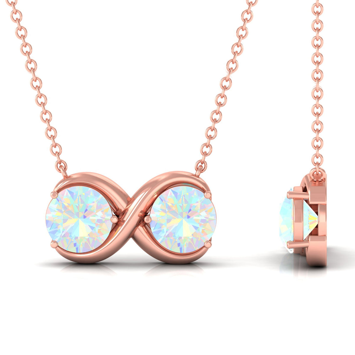 Real Ethiopian Opal 2 Stone Infinity Necklace for Women
