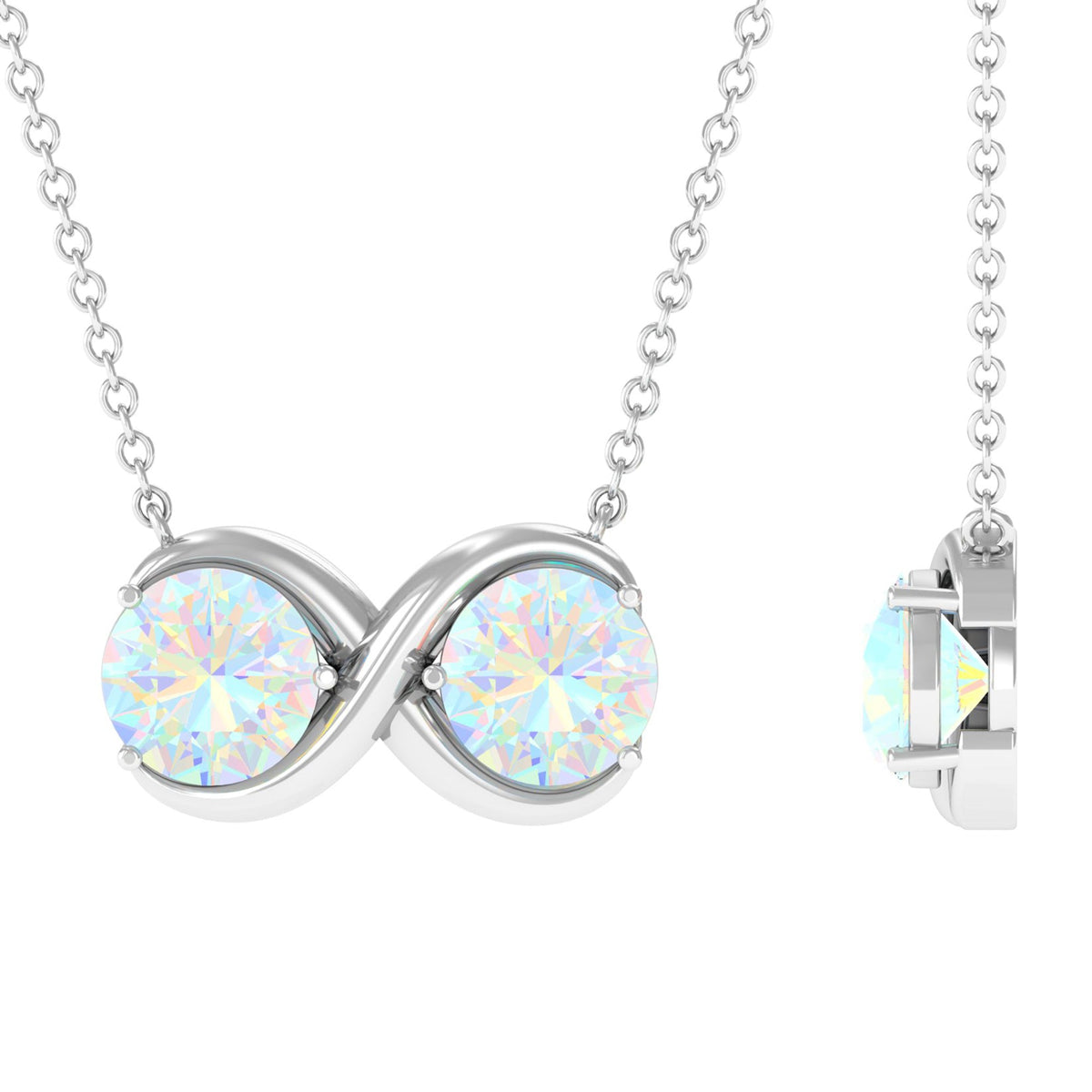 Real Ethiopian Opal 2 Stone Infinity Necklace for Women