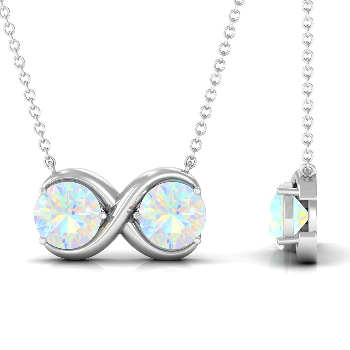 Real Ethiopian Opal 2 Stone Infinity Necklace for Women