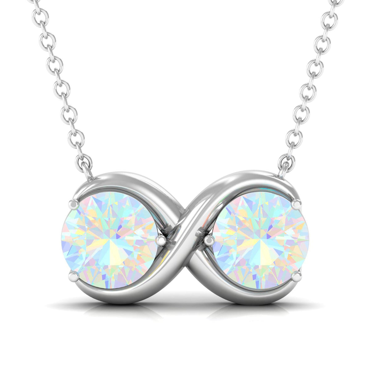 Real Ethiopian Opal 2 Stone Infinity Necklace for Women