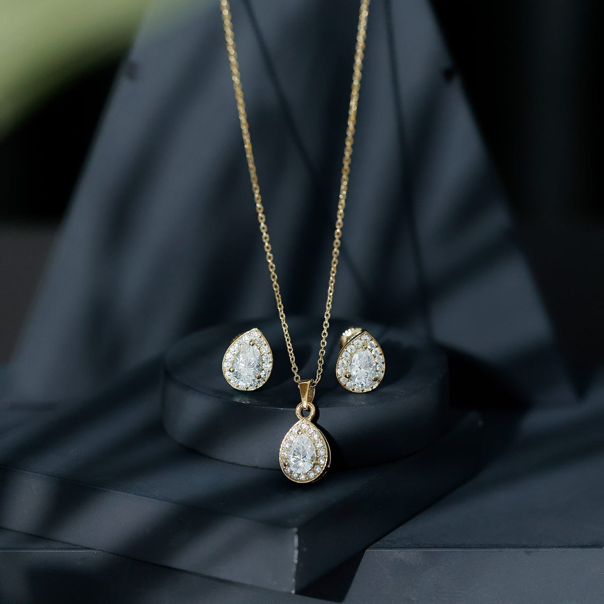 Certified Moissanite Teardrop Jewelry Set