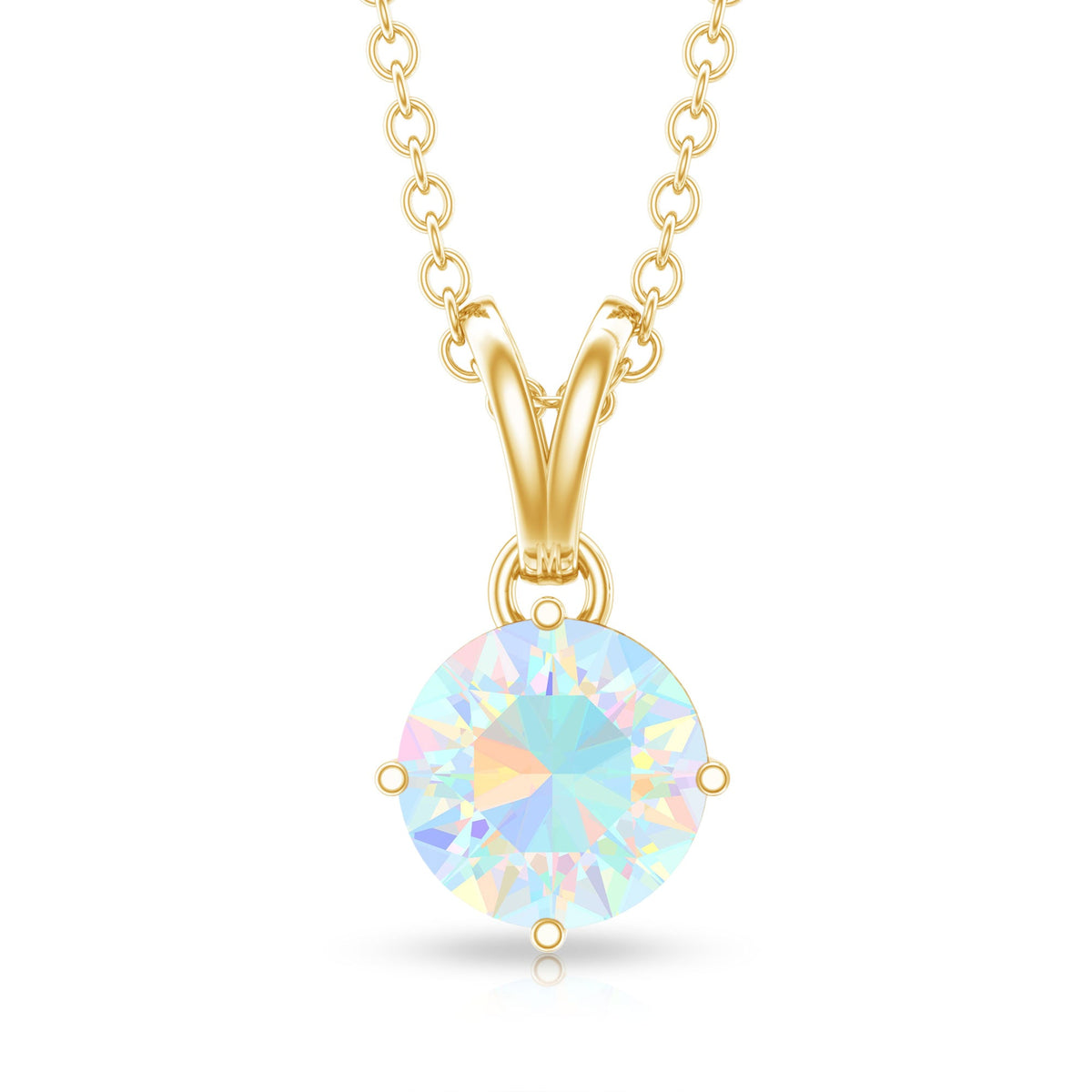 1/2 CT Round Cut Ethiopian Opal Solitaire Pendant
