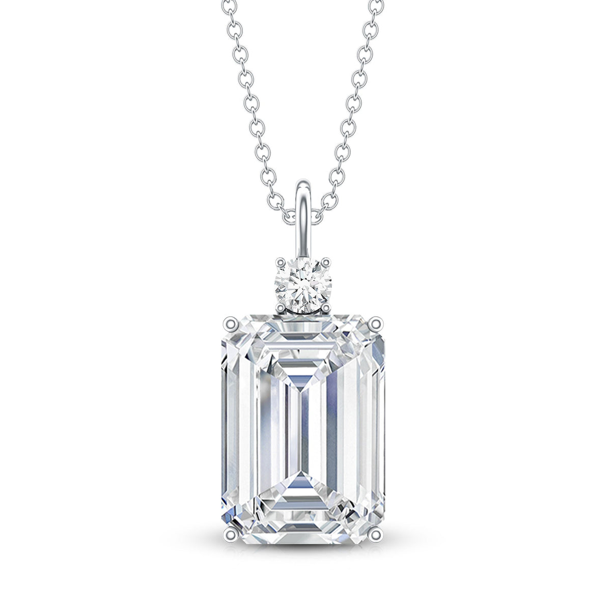 Certified 4.5 Carat Emerald Cut Moissanite Pendant for Women