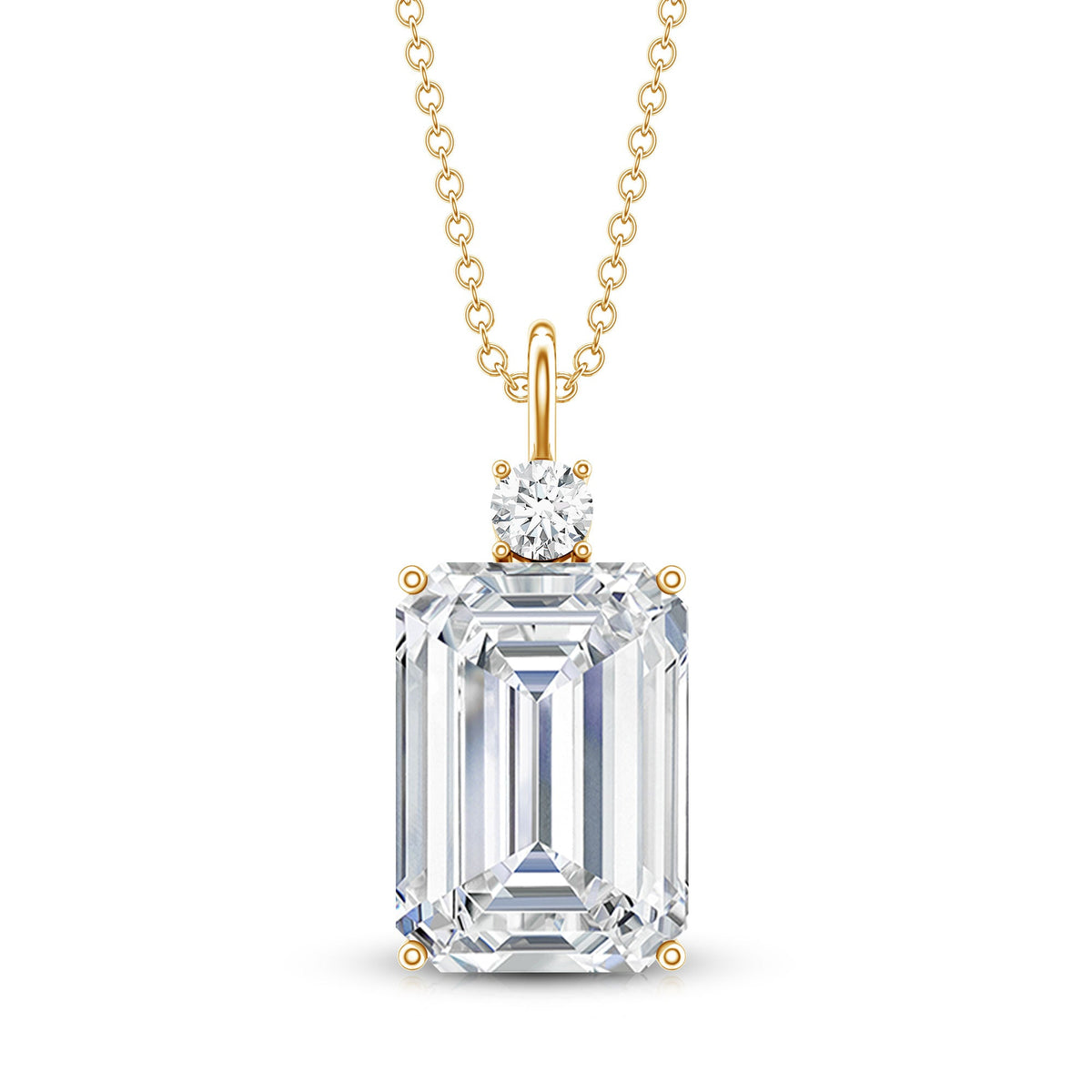 Certified 4.5 Carat Emerald Cut Moissanite Pendant for Women