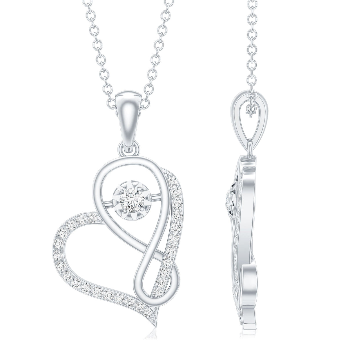 Lab Diamond Infinity Heart Necklace With Certificate