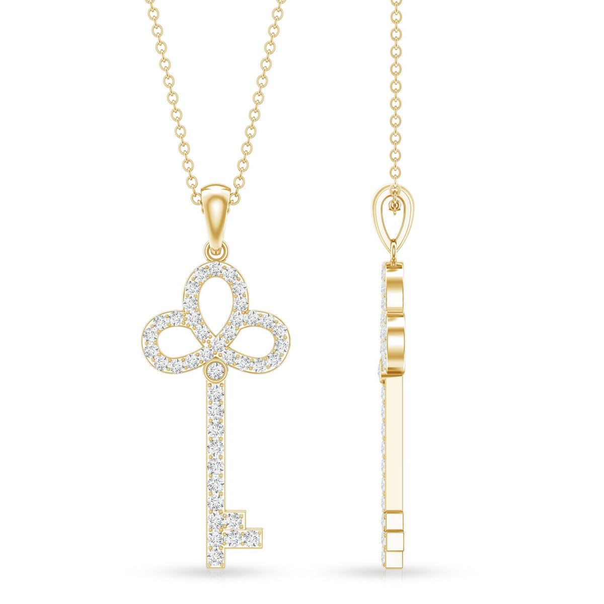 Certified Lab Created Diamond Key To My Heart Necklace