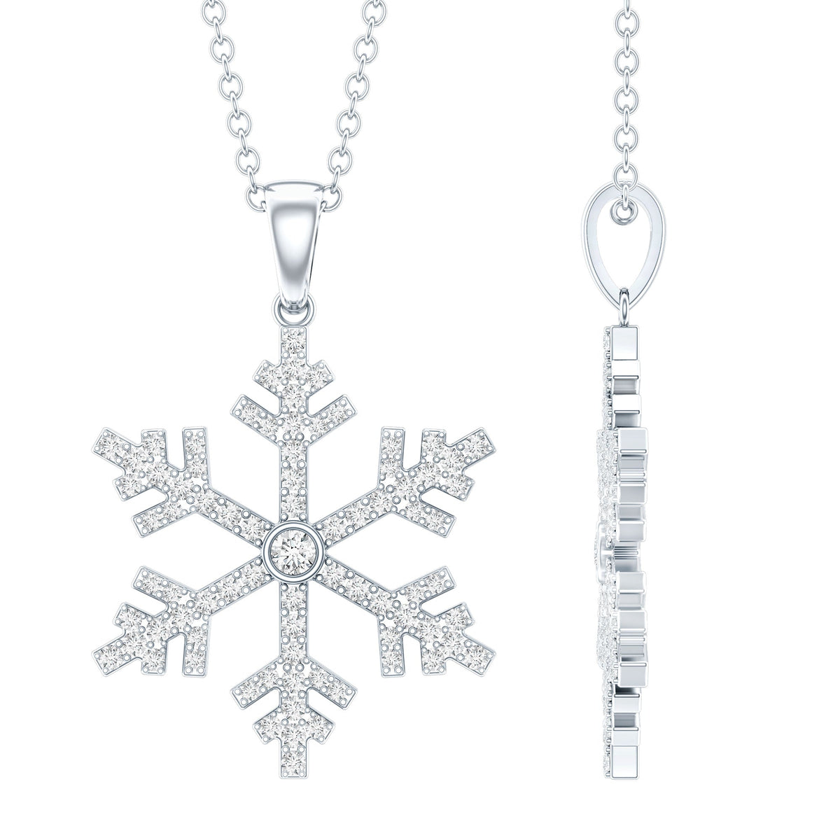 Certified Moissanite Frozen Snowflake Pendant Necklace