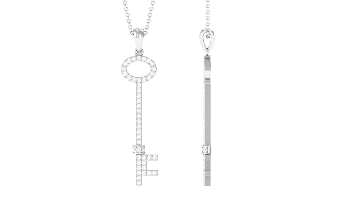 Simple Moissanite Key Pendant with Certificate