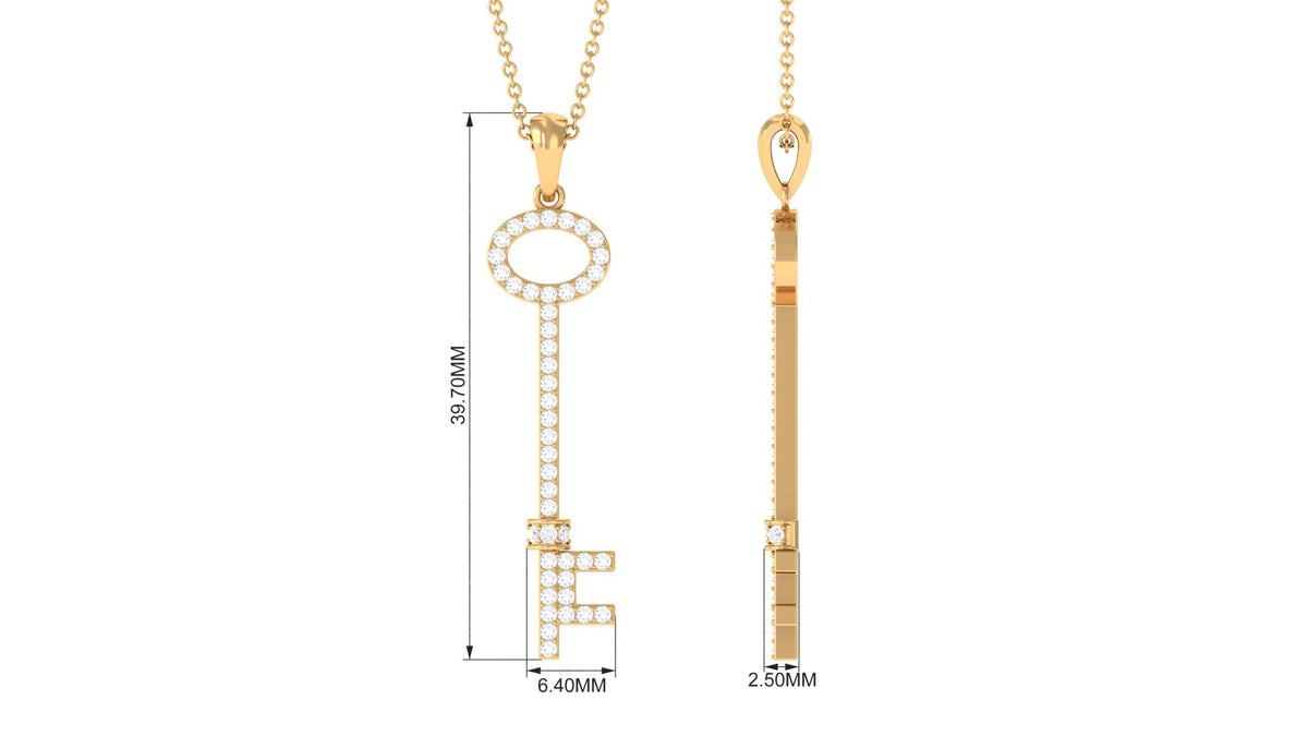 Simple Moissanite Key Pendant with Certificate