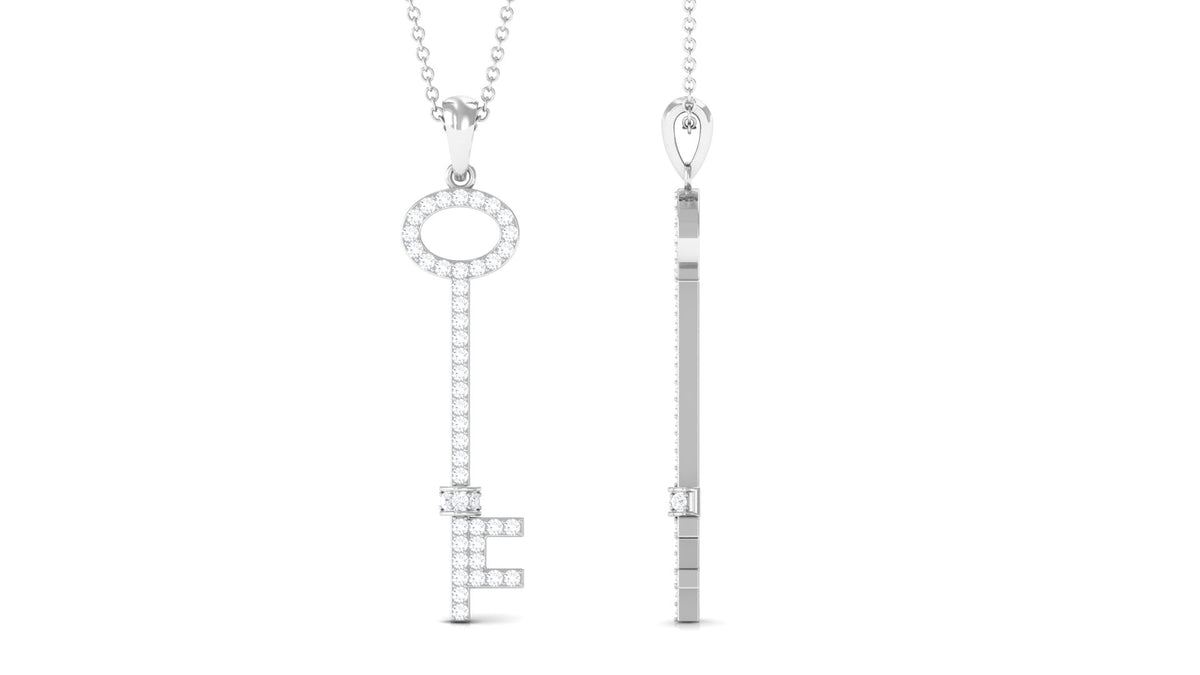 Simple Moissanite Key Pendant with Certificate