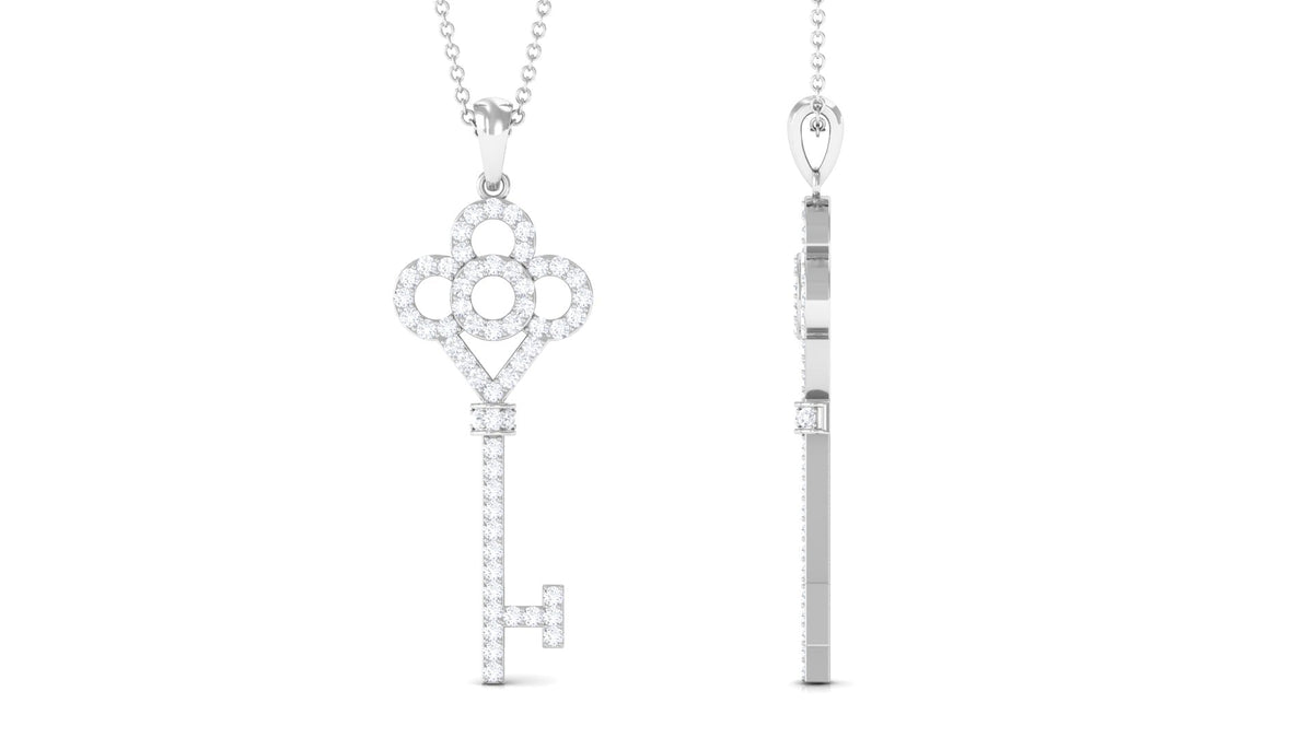 Certified Moissanite Gothic Key Pendant for Women