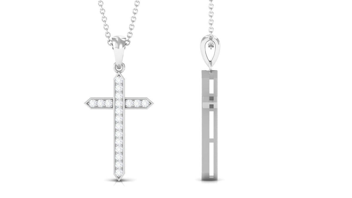 Round Moissanite Cross Pendant Necklace