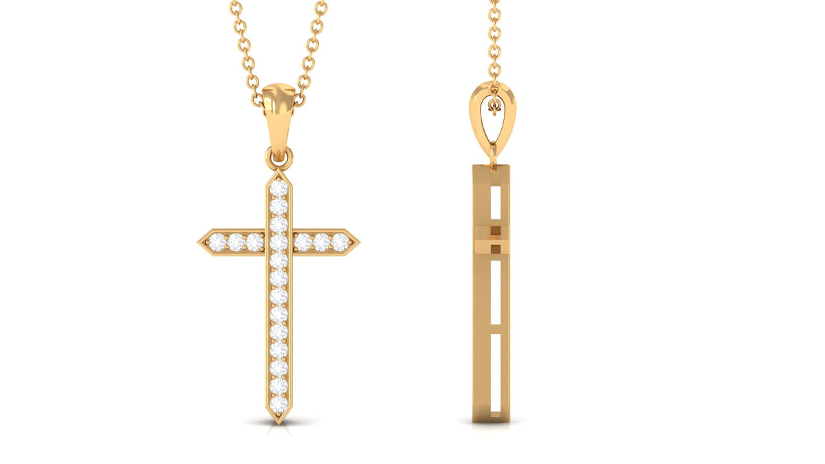 Round Moissanite Cross Pendant Necklace