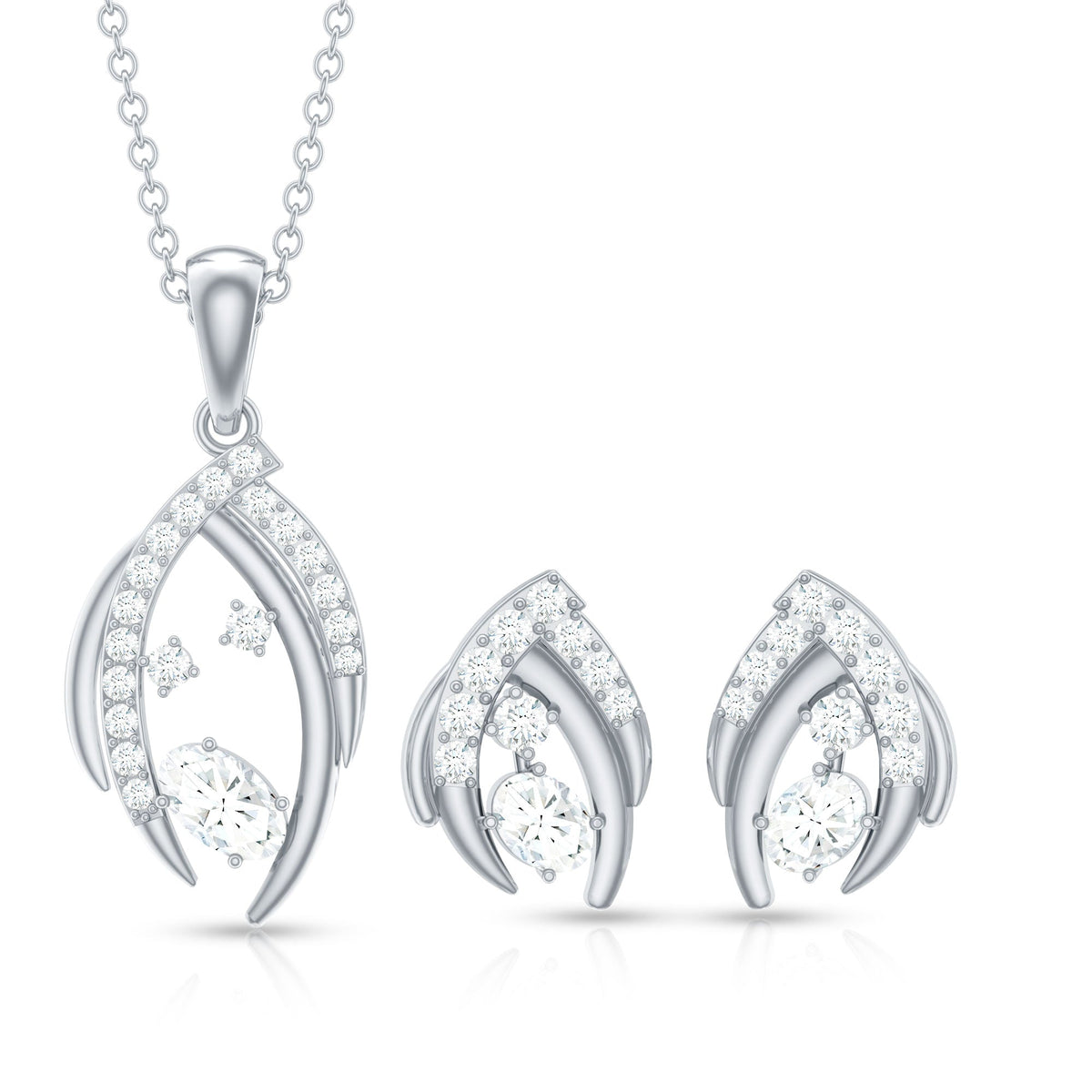 Certified Moissanite Designer Pendant and Earrings Set