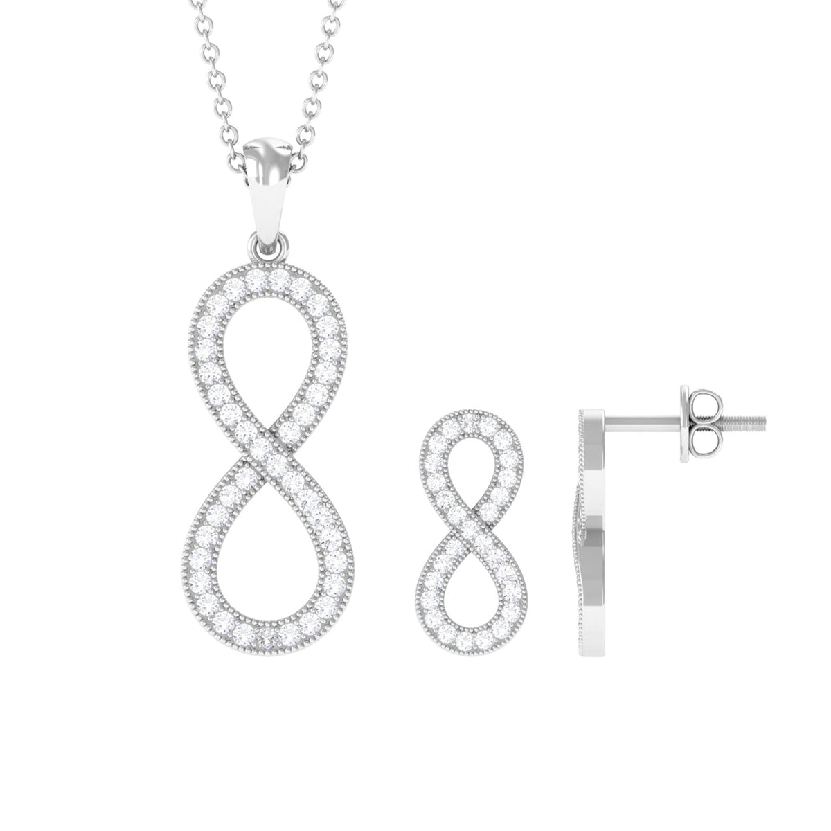 Simple Moissanite Infinity Jewelry Set