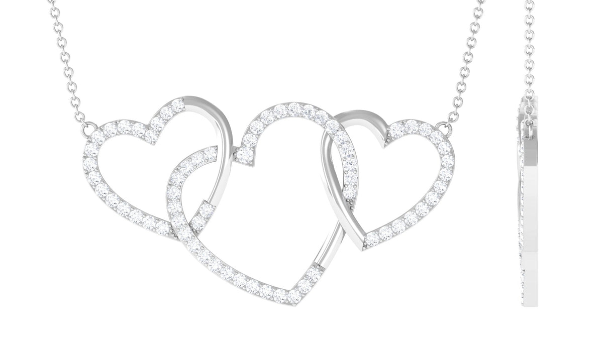 Certified Diamond Three Heart Necklace
