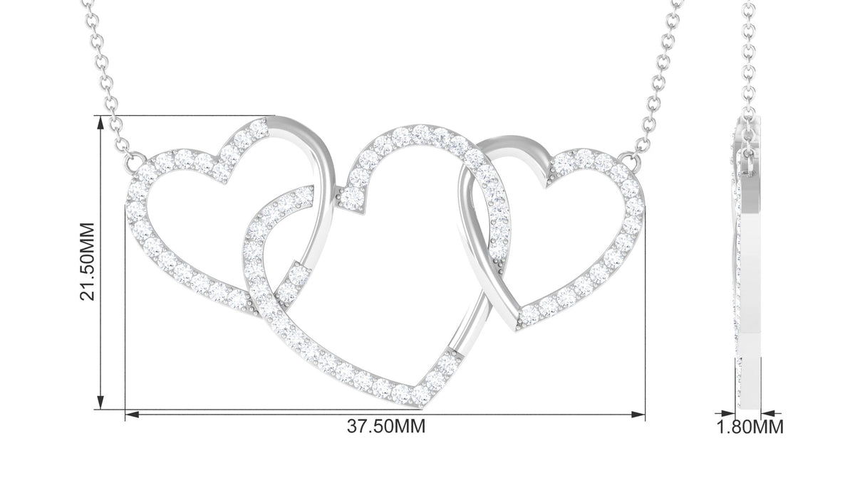 Certified Diamond Three Heart Necklace