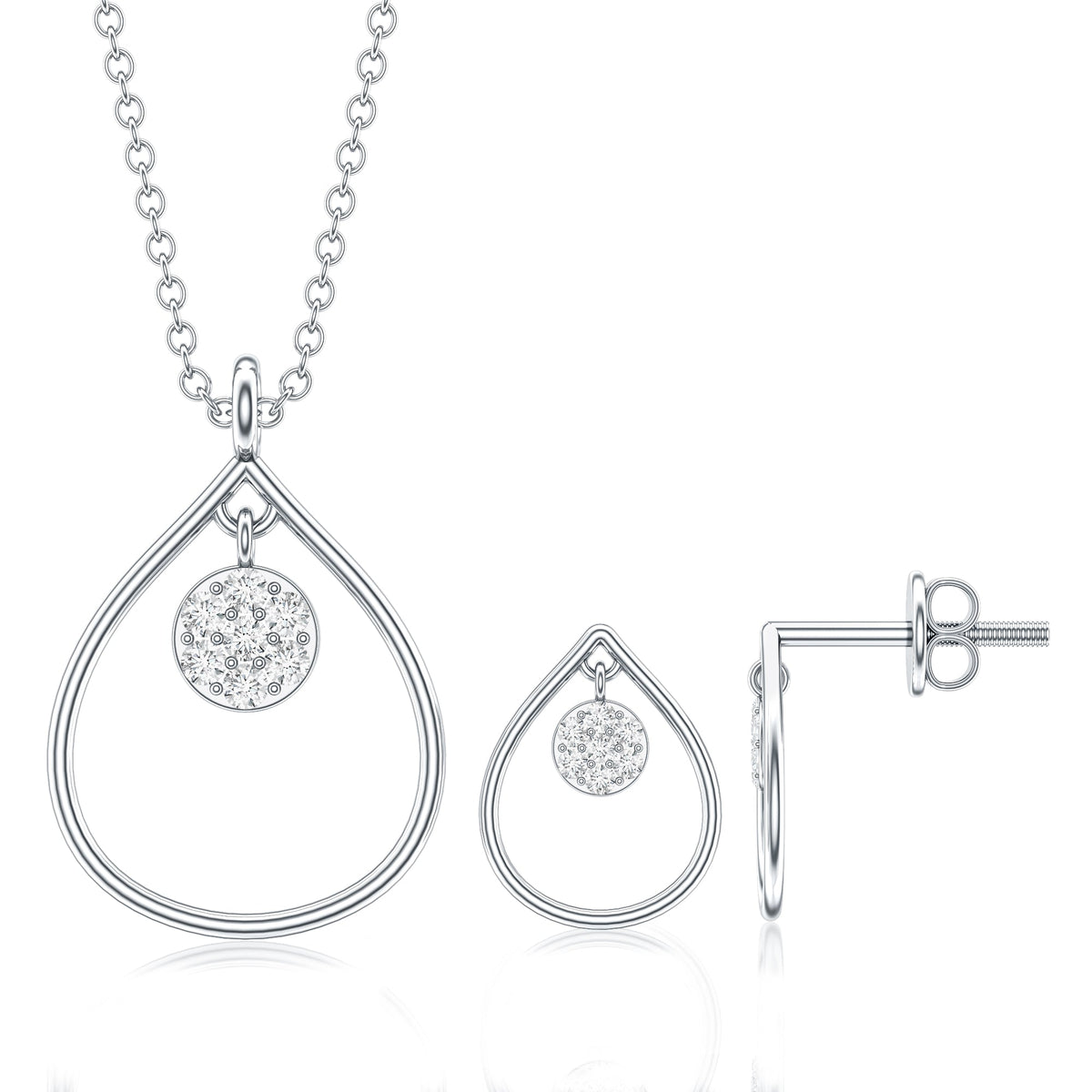 Diamond Wedding Necklace Earring Set for Bride